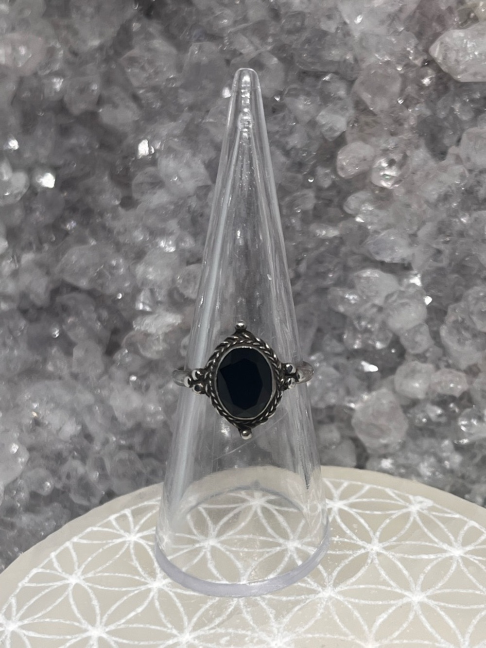 Vintage Bali style black onyx ring